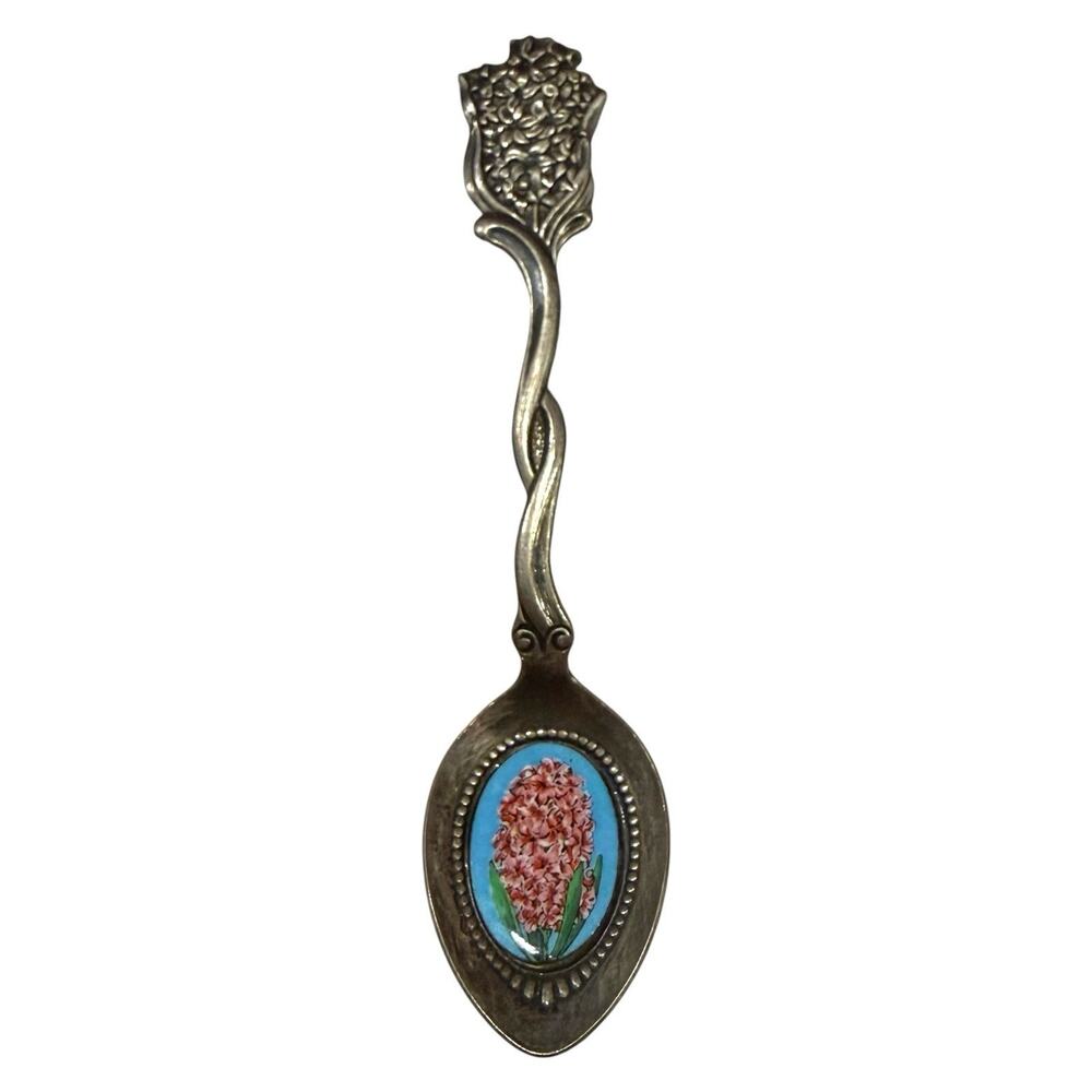 Vintage Breck’s Founded 1818 Holland Silverplate Enamel Hyacinth Floral Spoon